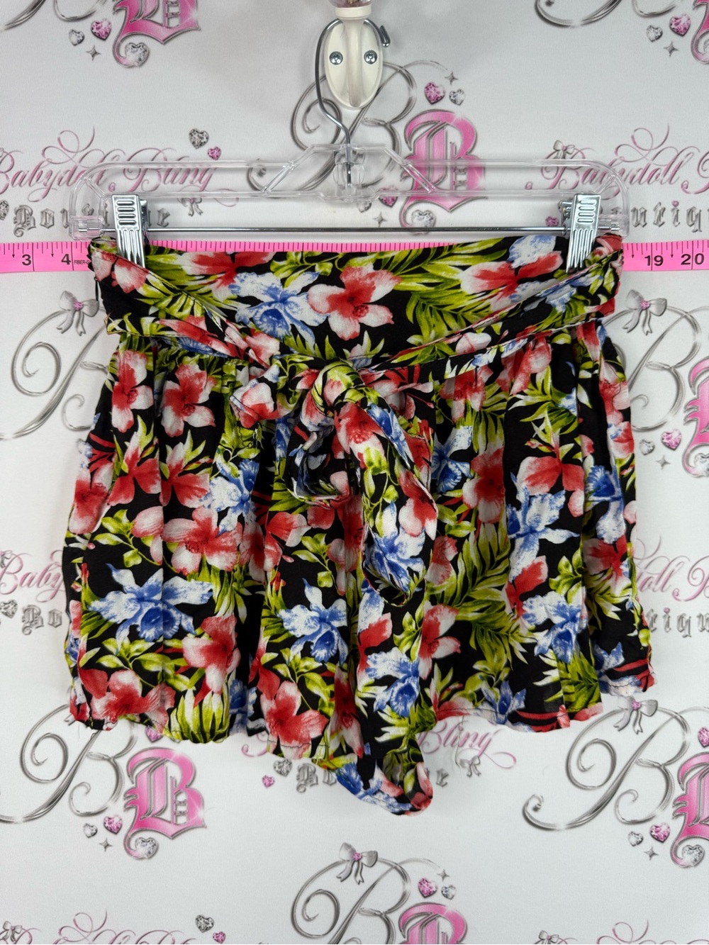 Alcott shorts flower Black Floral Tie-Front Skort with Red, Blue & Green Accents